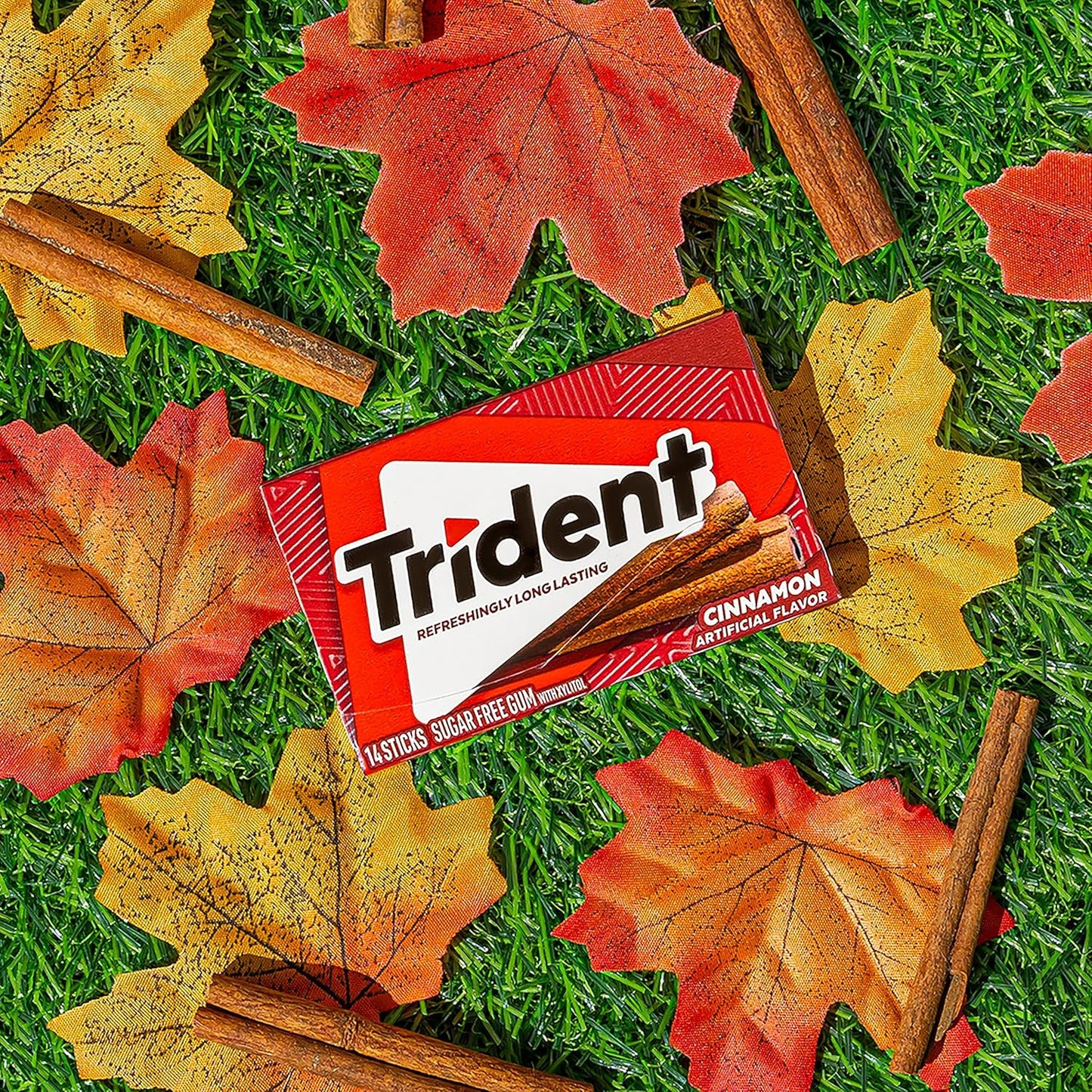 Trident Cinnamon Sugar-Free Gum 12 Pack (14 Sticks x 26g) – Long-Lasting Flavor, Fights Plaque & Freshens Breath – Vegetarian & Low Calorie (Imported)