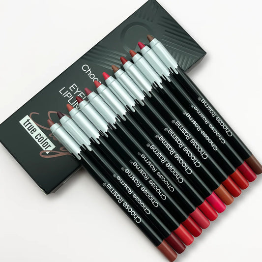 CHOOSE RASME 12-Piece Matte Lip Liner Set – Assorted Long-Lasting Waterproof Shades
