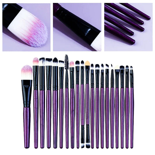LuxuryGlow 20Pcs Professional Makeup Brush Set – Eyeliner, Blending, Foundation & More