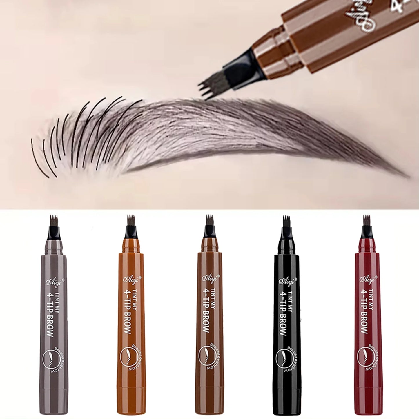 LuxuryGlow Waterproof Quad Eyebrow Pencil – Natural, Long-Lasting, Smudge-Proof (5 Colors)