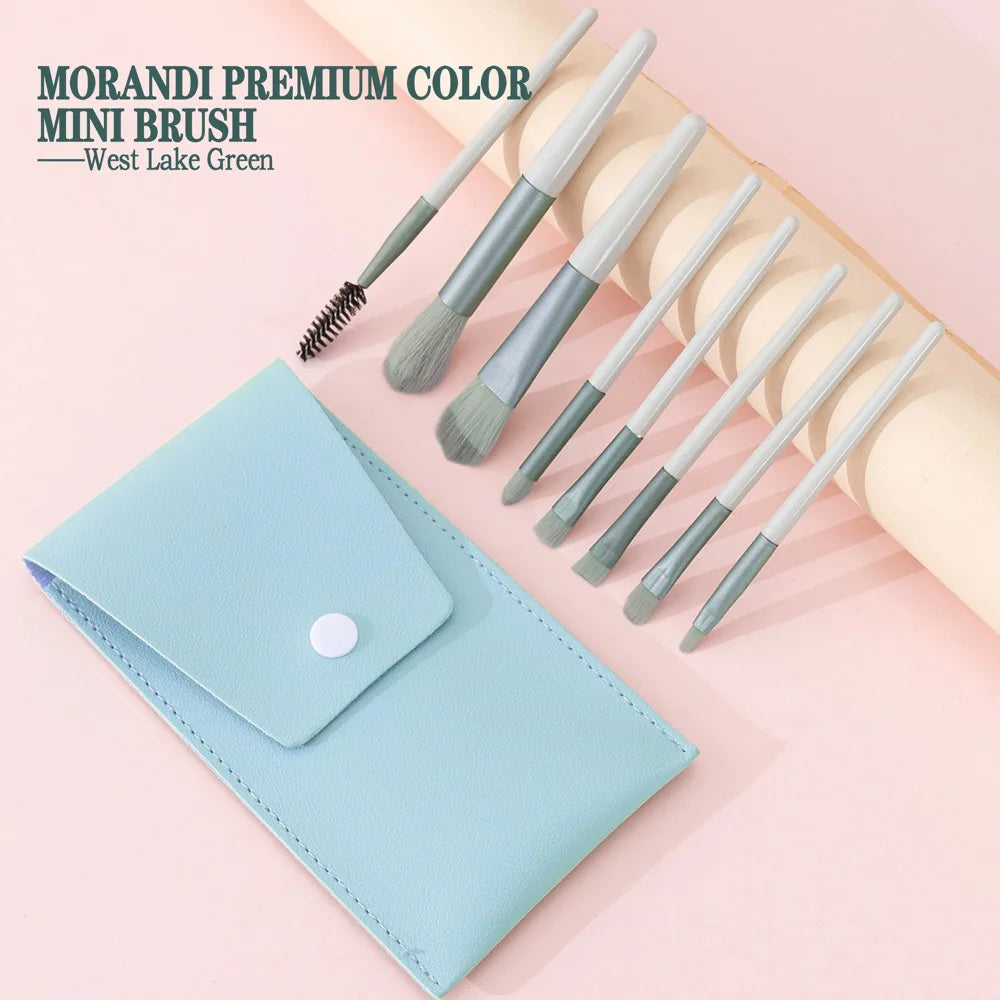 Juego de brochas de maquillaje de cerdas suaves LuxuryGlow: kit para rostro y ojos para base y difuminado