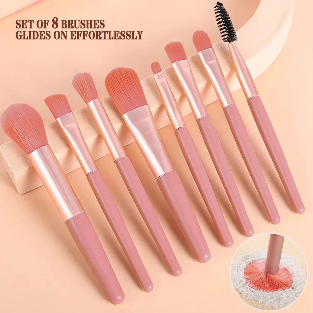 Juego de brochas de maquillaje de cerdas suaves LuxuryGlow: kit para rostro y ojos para base y difuminado