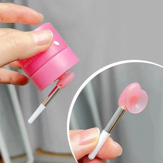 Aplicador de mascarilla labial de silicona LuxuryGlow con funda: cepillo higiénico para bálsamo labial y mascarilla