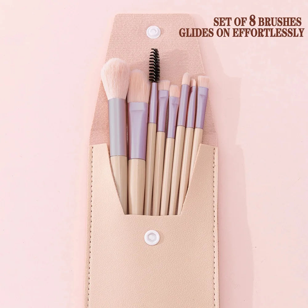 Juego de brochas de maquillaje de cerdas suaves LuxuryGlow: kit para rostro y ojos para base y difuminado