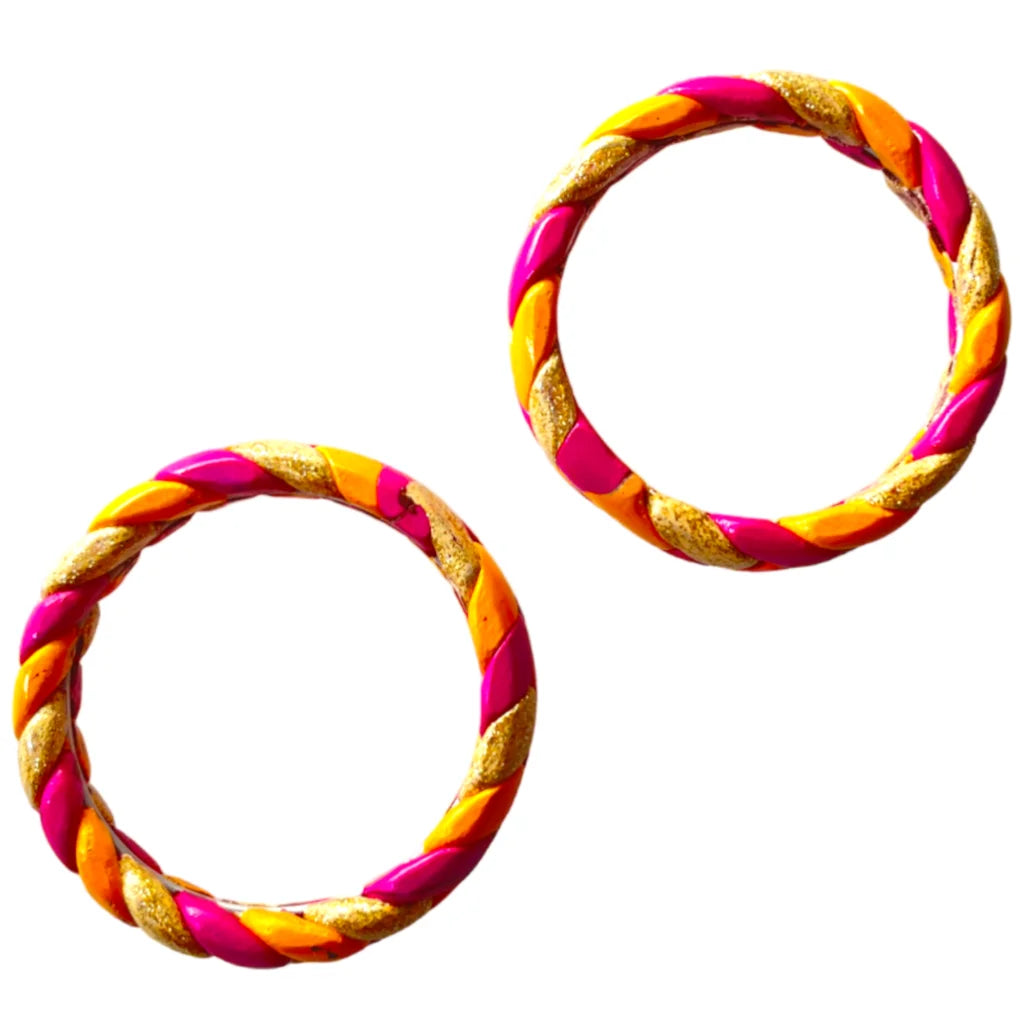LuxuryGlow Lac Bangles Handmade Jaipur Lac Bangles – Yellow, Hot Pink & Cream with Golden Zari