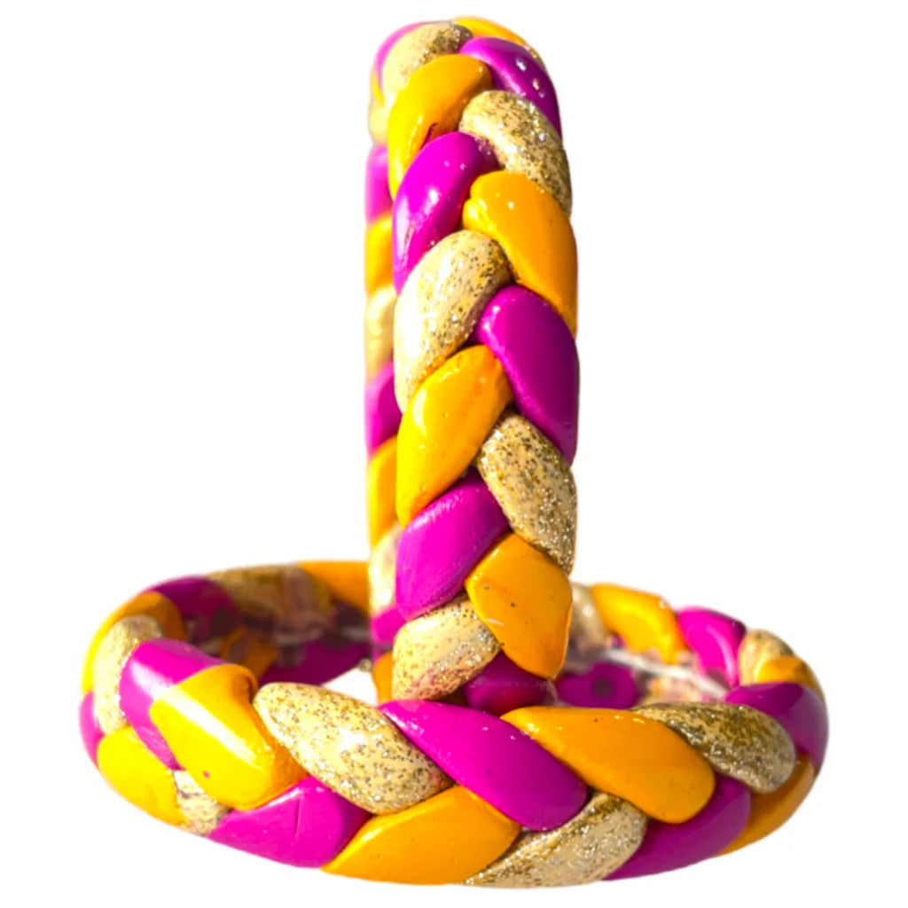 LuxuryGlow Lac Bangles Handmade Jaipur Lac Bangles – Yellow, Hot Pink & Cream with Golden Zari