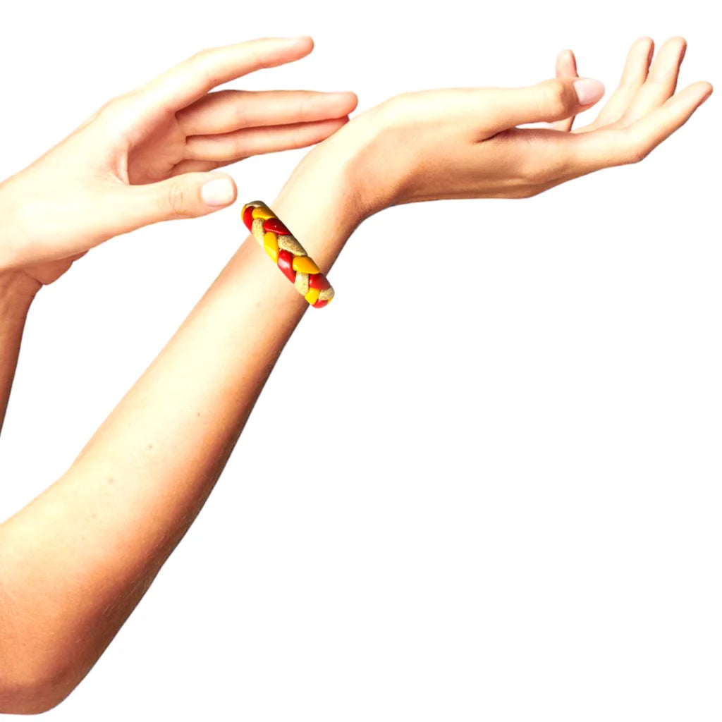 LuxuryGlow Lac Bangles Handmade Jaipur Lac Bangles with Golden Zari – Red, Yellow & Cream