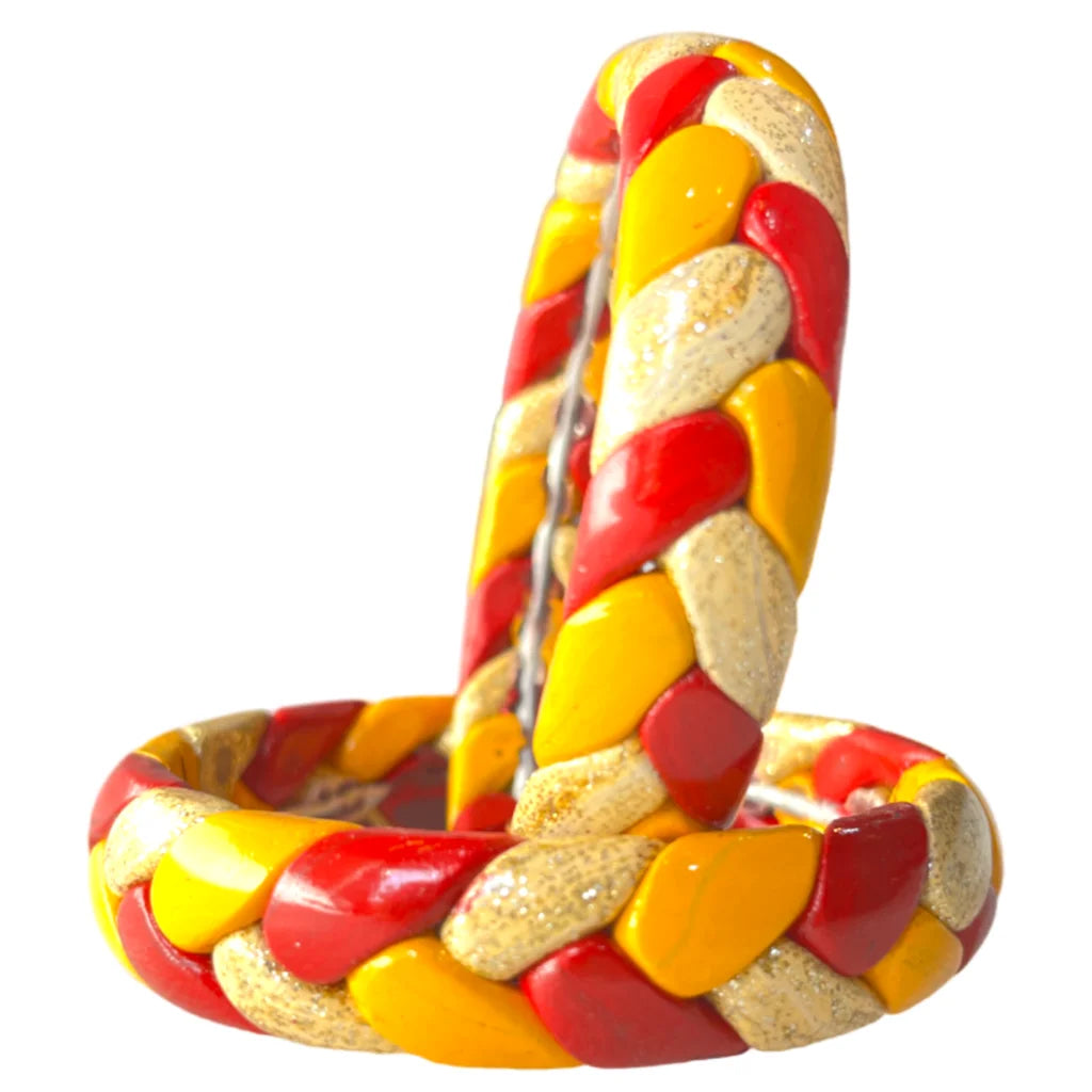 LuxuryGlow Lac Bangles Handmade Jaipur Lac Bangles with Golden Zari – Red, Yellow & Cream