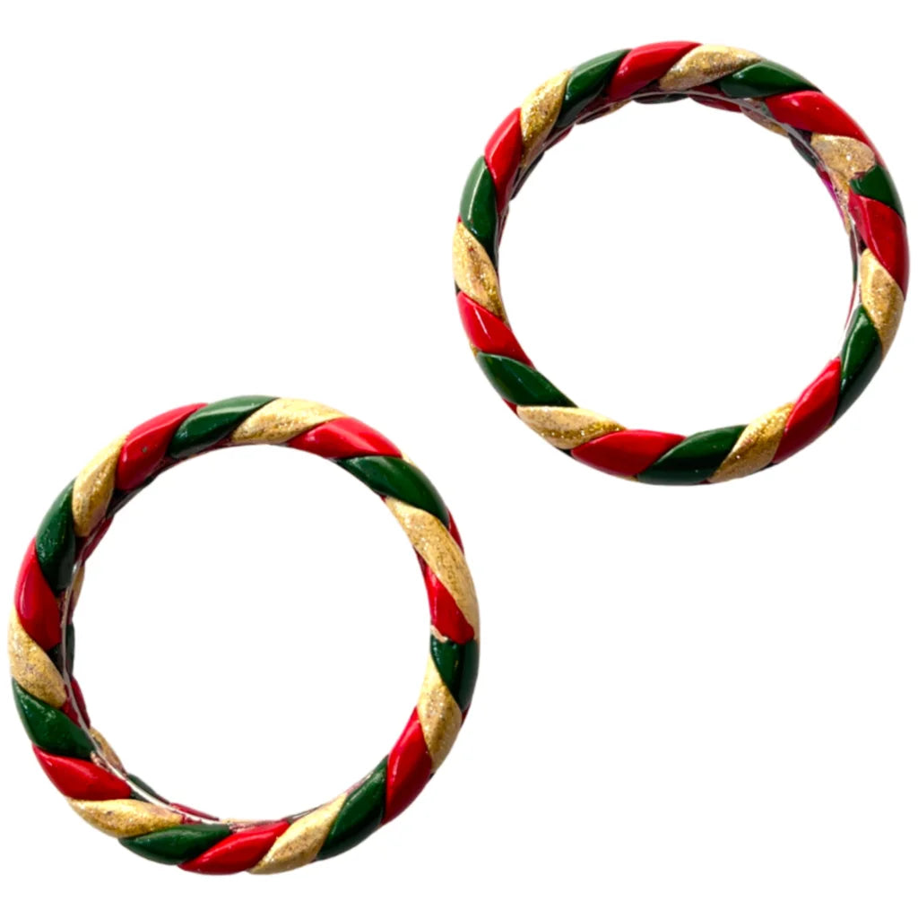 LuxuryGlow Lac Bangles Handmade Jaipur Lac Bangles with Golden Zari – Red, Green & Cream