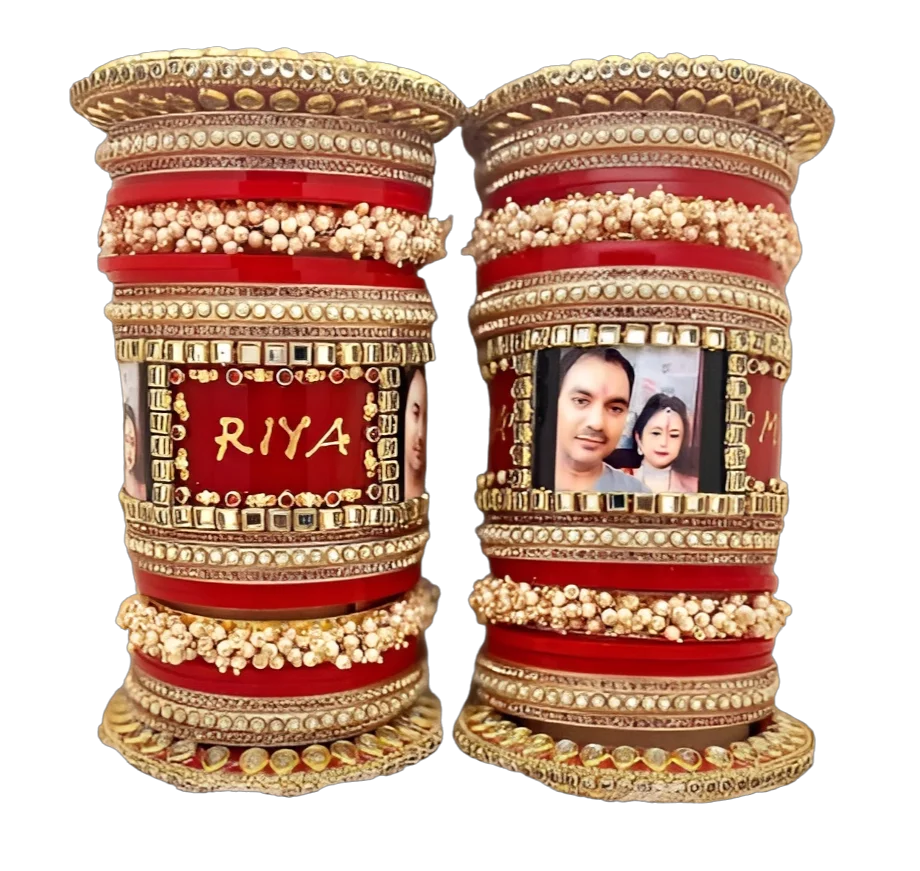 LuxuryGlow Weddings Bangles  Customized Bridal Wedding Bangles with Name & Photo – Personalized Set |