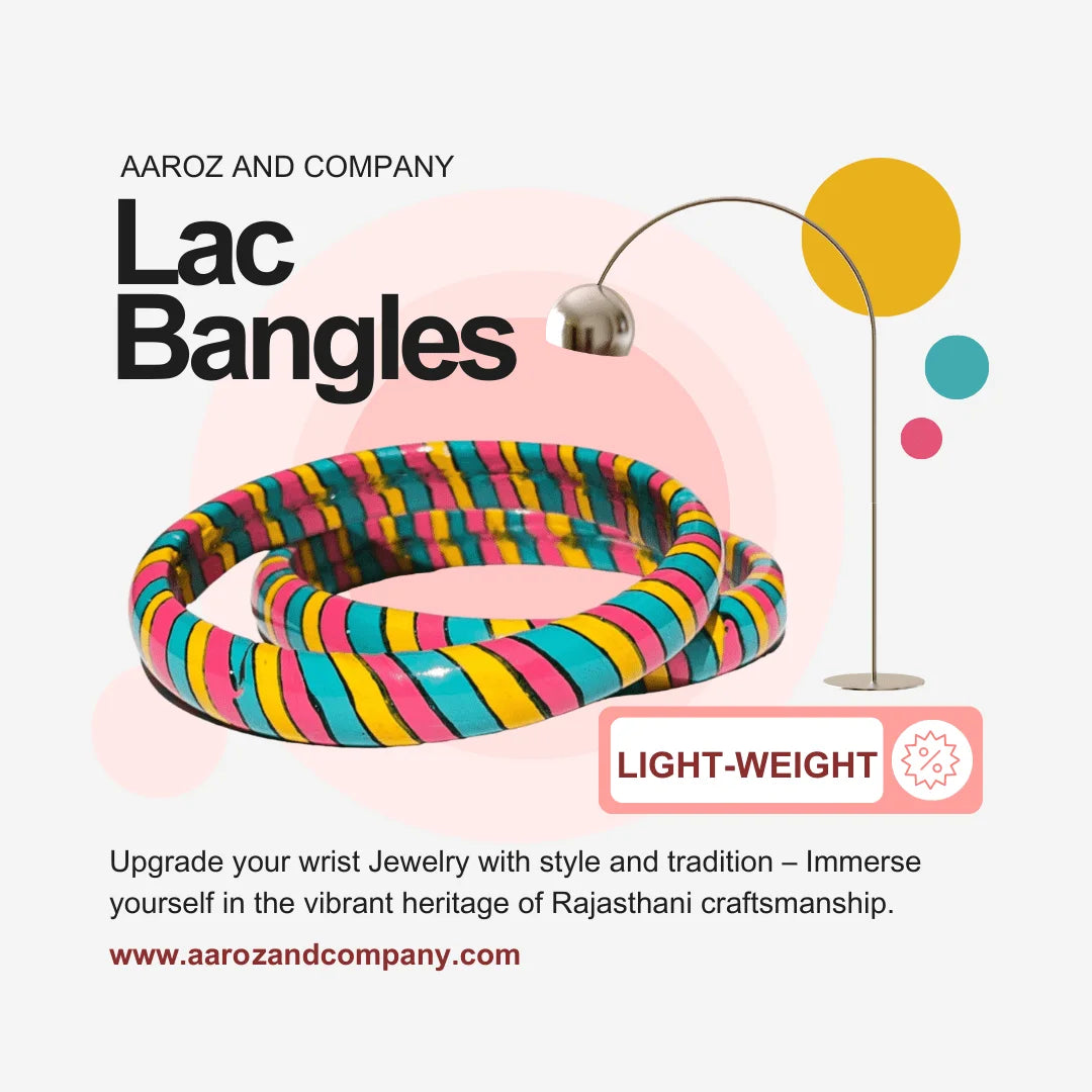LuxuryGlow Lac Bangles Jaipur Dreams: Multicolor Lac Leheriya Bangles Kada by LuxuryGlow – Radiant Rajasthani Artistry