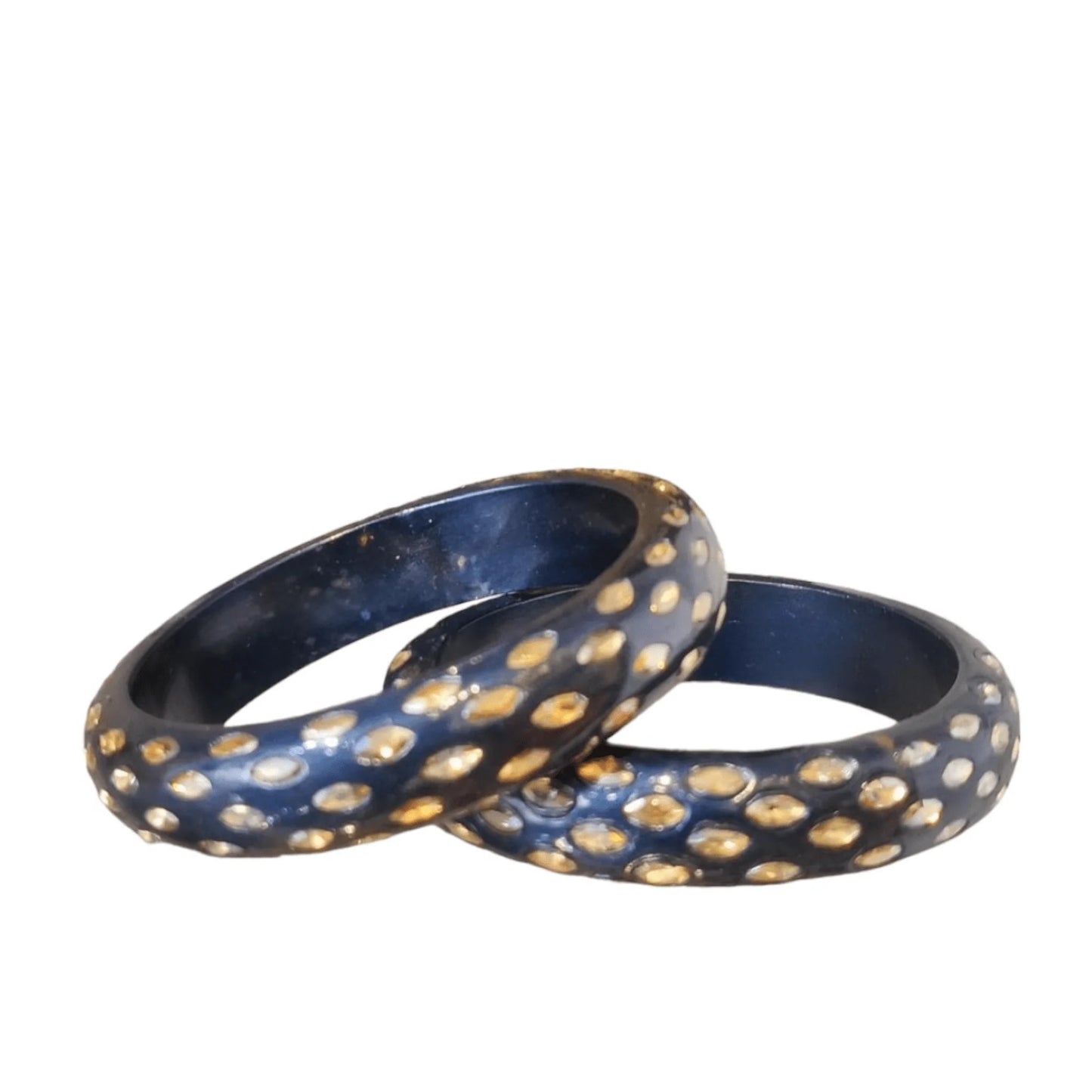 LuxuryGlow Lac Bangles Shadow Stone Kada – Handmade Lac Bangles with Glossy Polish