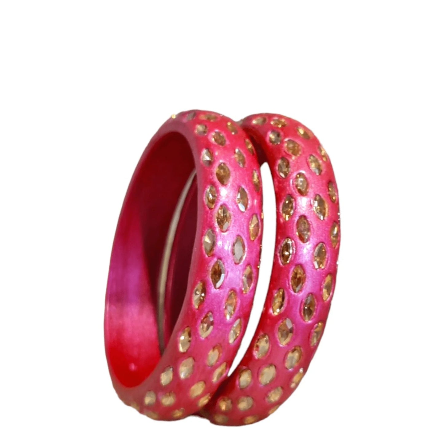 LuxuryGlow Lac Bangles Shadow Stone Kada – Handmade Lac Bangles with Glossy Polish