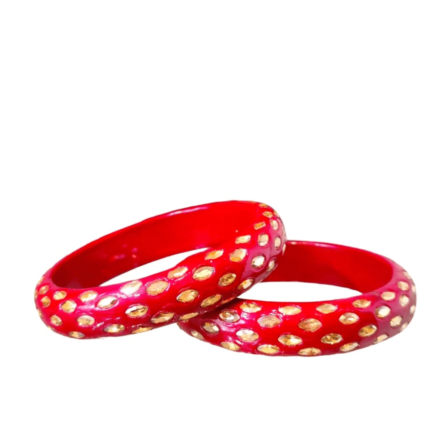 LuxuryGlow Lac Bangles Shadow Stone Kada – Handmade Lac Bangles with Glossy Polish