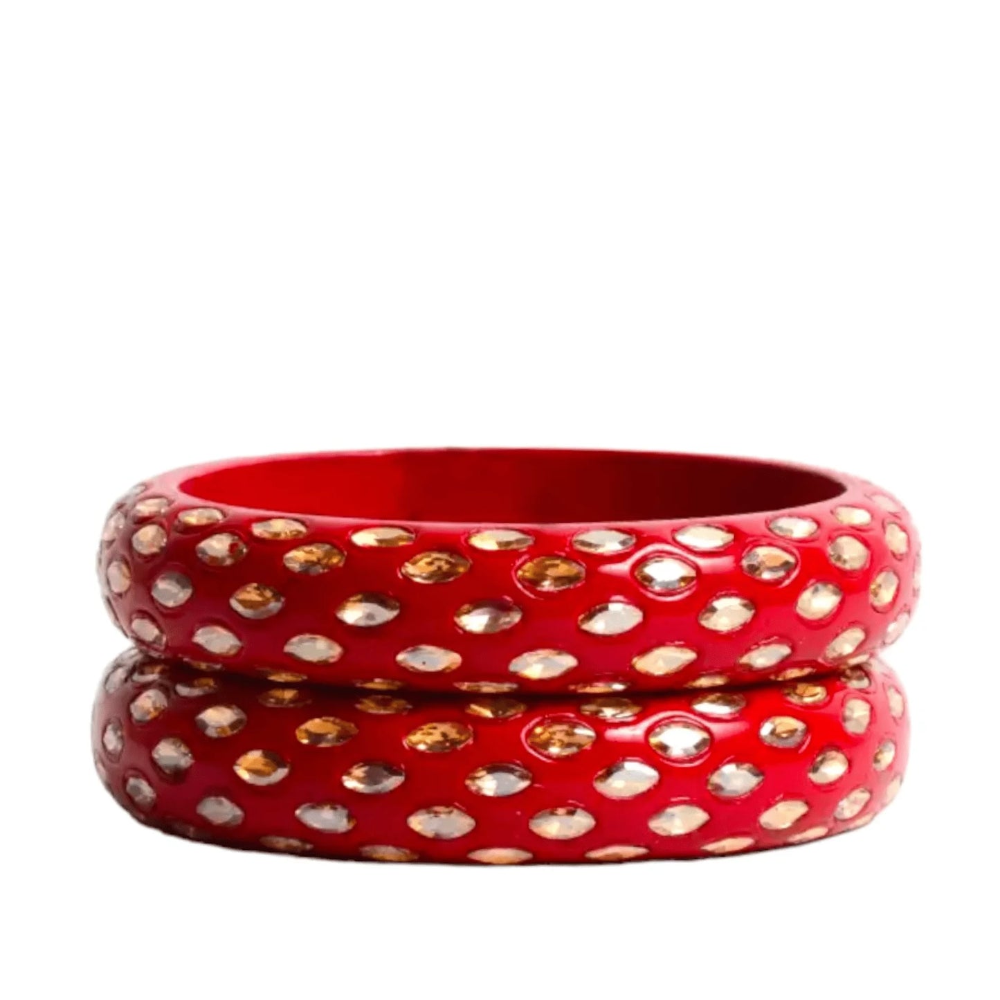 LuxuryGlow Lac Bangles Shadow Stone Kada – Handmade Lac Bangles with Glossy Polish