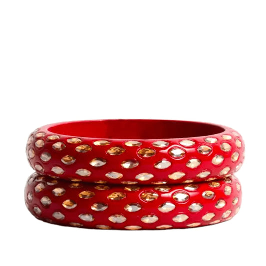 LuxuryGlow Lac Bangles Shadow Stone Kada – Handmade Lac Bangles with Glossy Polish