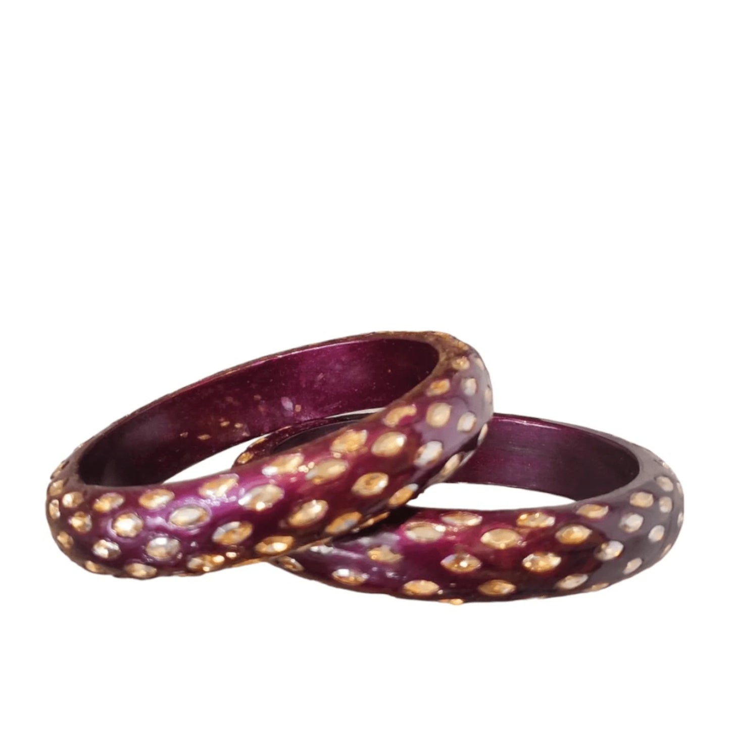 LuxuryGlow Lac Bangles Shadow Stone Kada – Handmade Lac Bangles with Glossy Polish