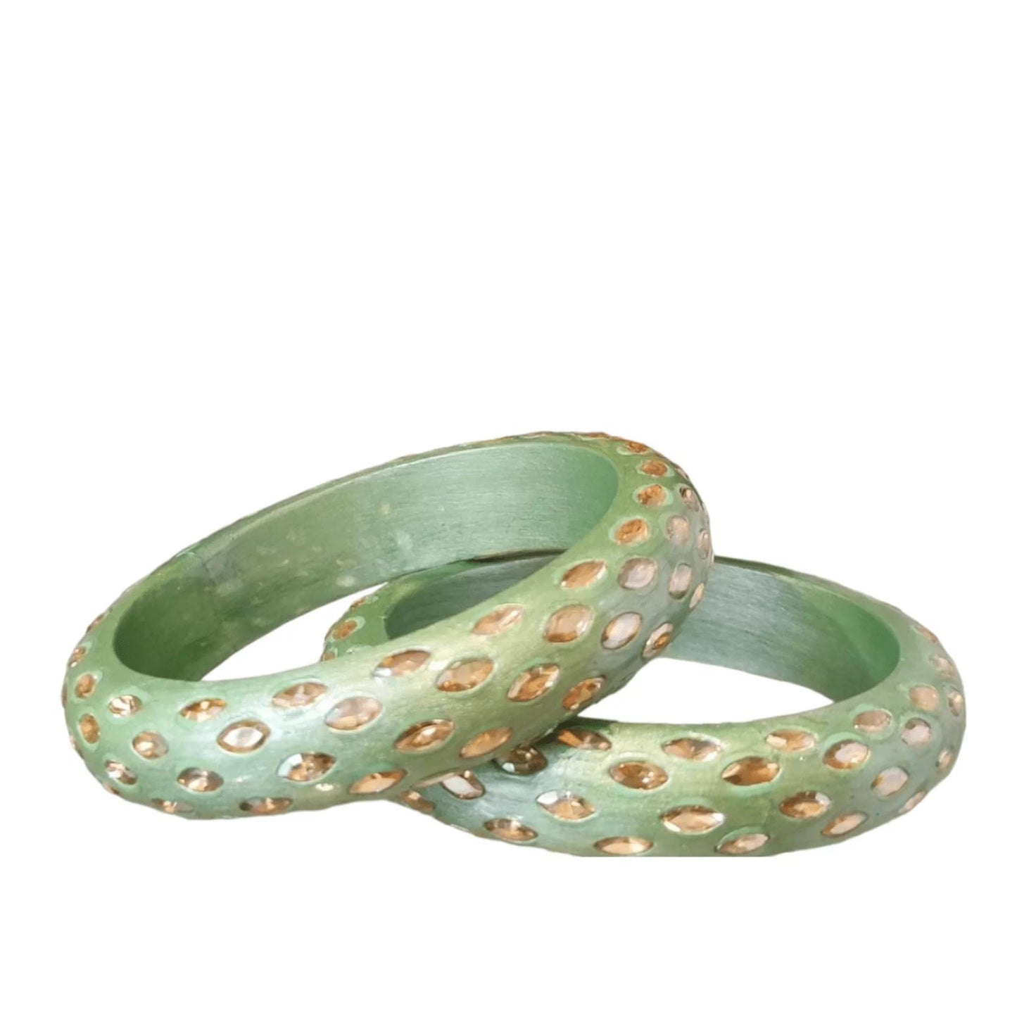 LuxuryGlow Lac Bangles Shadow Stone Kada – Handmade Lac Bangles with Glossy Polish