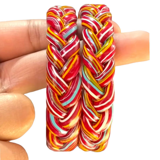 LuxuryGlowLac Bangles  Leheriya Wave: Multicolor Rajasthani Lac Ponytail Bangles |  Handmade Jewelry