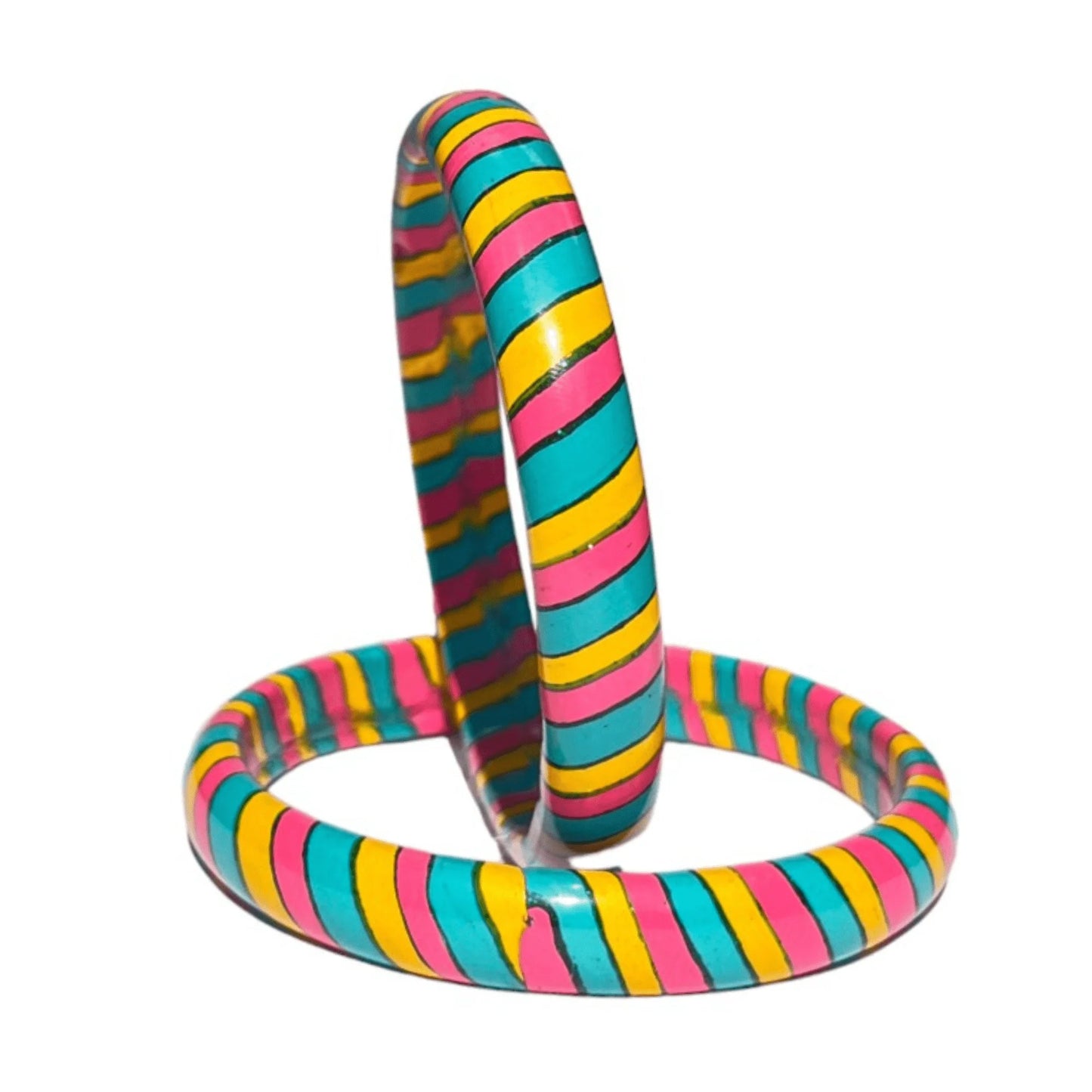 LuxuryGlow Lac Bangles Jaipur Dreams: Multicolor Lac Leheriya Bangles Kada by LuxuryGlow – Radiant Rajasthani Artistry