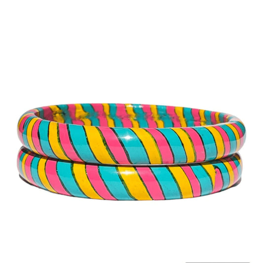 LuxuryGlow Lac Bangles Jaipur Dreams: Multicolor Lac Leheriya Bangles Kada by LuxuryGlow – Radiant Rajasthani Artistry