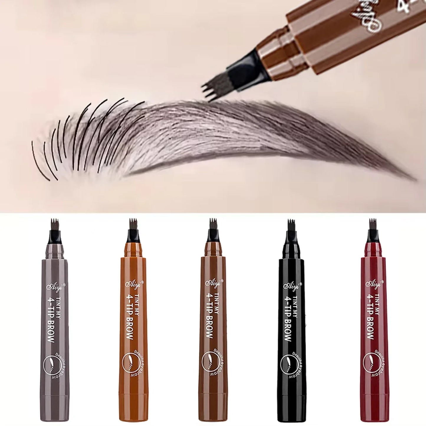 LuxuryGlow Waterproof Quad Eyebrow Pencil – Natural, Long-Lasting, Smudge-Proof (5 Colors)