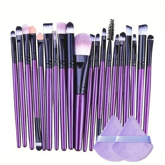LuxuryGlow 20Pcs Professional Makeup Brush Set – Eyeliner, Blending, Foundation & More