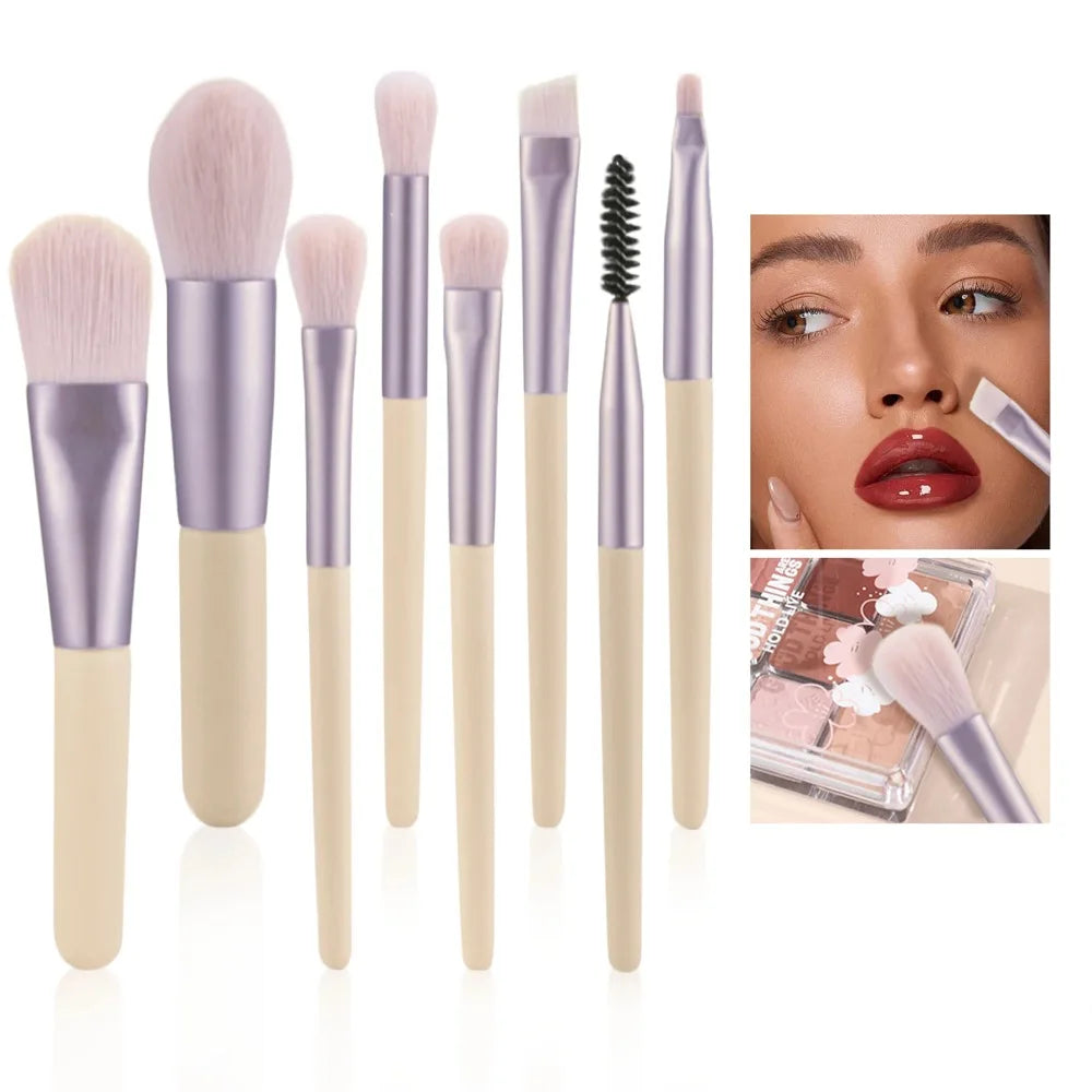 Juego de brochas de maquillaje de cerdas suaves LuxuryGlow: kit para rostro y ojos para base y difuminado