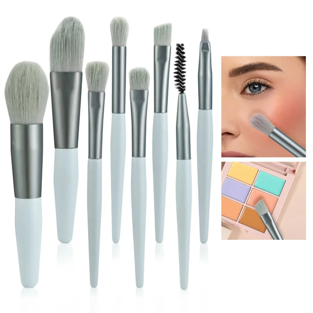 Juego de brochas de maquillaje de cerdas suaves LuxuryGlow: kit para rostro y ojos para base y difuminado