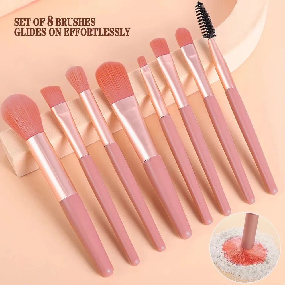 Juego de brochas de maquillaje de cerdas suaves LuxuryGlow: kit para rostro y ojos para base y difuminado