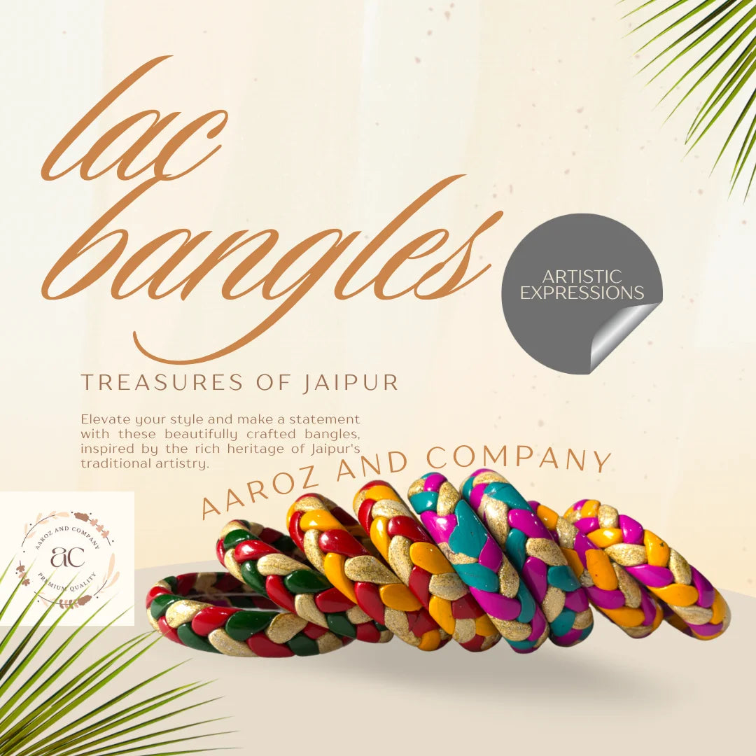 LuxuryGlow Lac Bangles Jaipur Lac Bangles Online – Handmade Multi-Color Ponytail Style Set by Aaroz & Co.