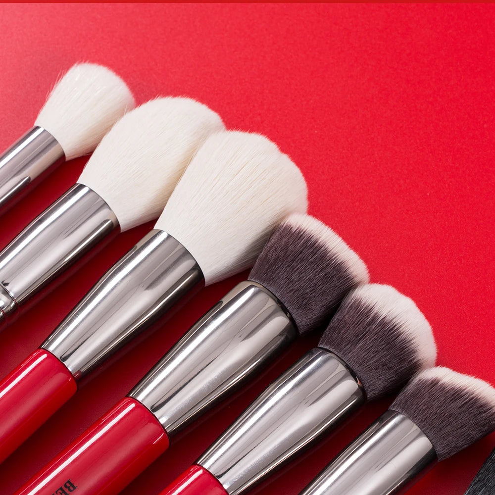 BEILI Red Eye Makeup Brush Set – 7/12/28/30 pcs Professional Natural Hair Kit