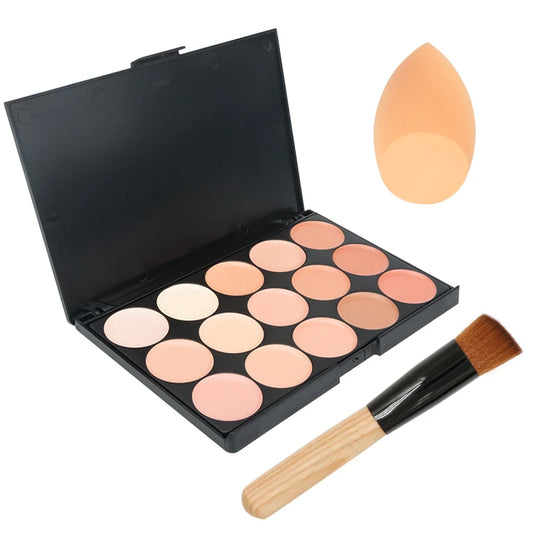 Paleta de correctores en crema VERONNI de 15 colores: cobertura total y resistente al agua