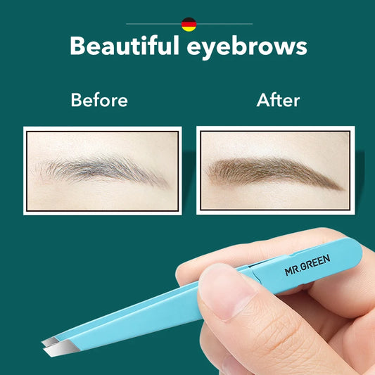 MR.GREEN Precision Eyebrow Tweezer – Stainless Steel Slanted Tip for Hair Removal & Grooming