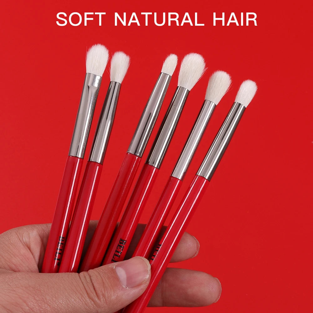 BEILI Red Eye Makeup Brush Set – 7/12/28/30 pcs Professional Natural Hair Kit
