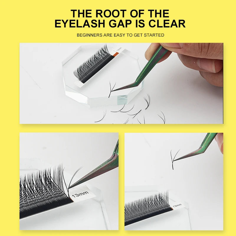DeceMars YY Shape Eyelash Extensions – Black Brown, C/D Curl, 12 Lines C120