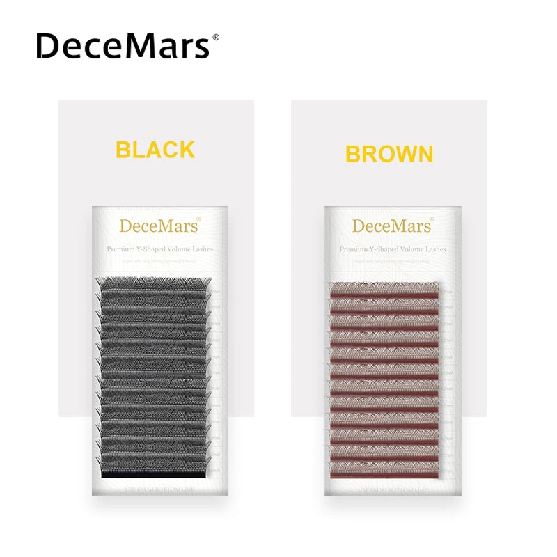 DeceMars YY Shape Eyelash Extensions – Black Brown, C/D Curl, 12 Lines C120