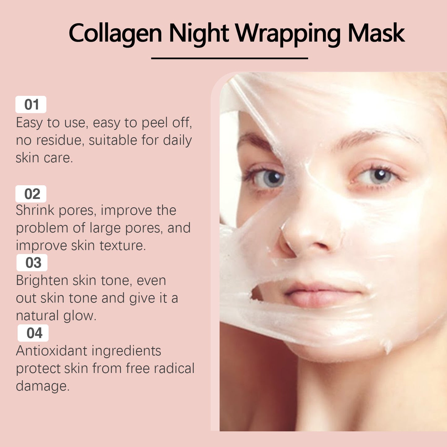 eelhoe Collagen Overnight Peel‑Off Mask Set – Korean Night‑Wrap for Deep Hydration, Brightening & Firming