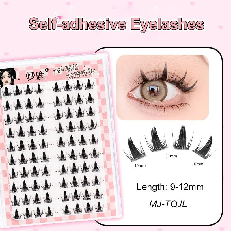 LuxuryGlow Self-Adhesive Eyelash Clusters – No-Glue, Reusable, Natural Look Lashes