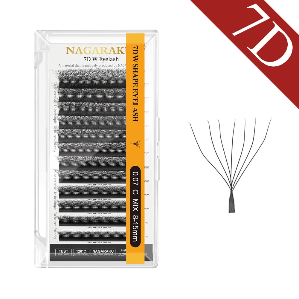 رموش NAGARAKU W Shape 3D–8D جاهزة الصنع - رموش كثيفة ناعمة وطبيعية وخفيفة الوزن C30