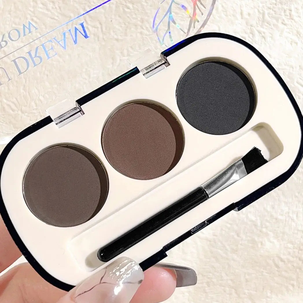 LuxuryGlow&nbsp; 3-Color Eyebrow Powder Palette with Brush – Long Lasting, Natural Finish