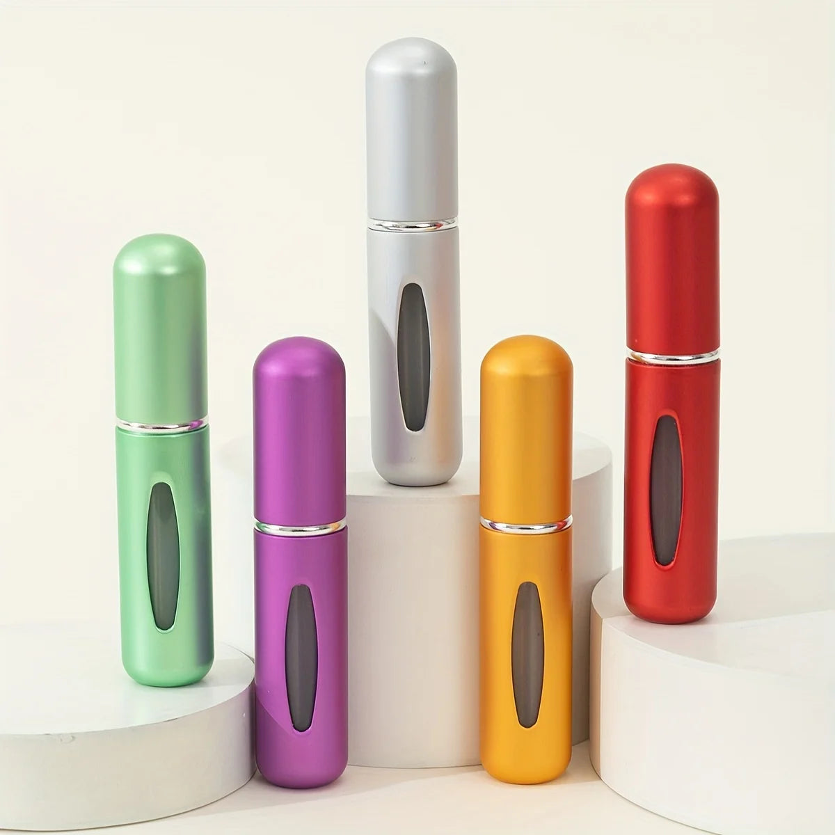 Botellas pulverizadoras de perfume portátiles LuxuryGlow (paquete de 5): atomizadores de viaje recargables para uso diario