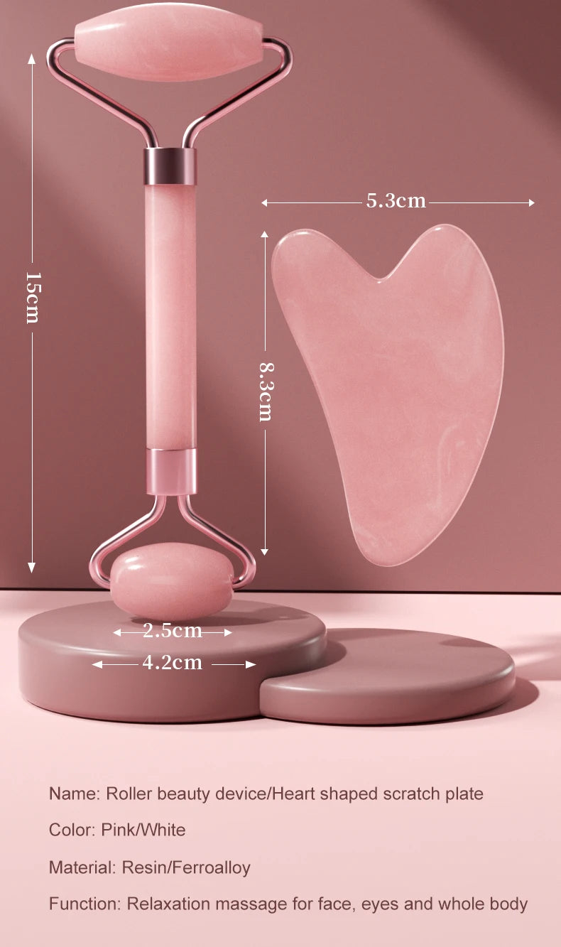 Rodillo masajeador facial de resina 3 en 1 LuxuryGlow: para rostro, cuello y ojos