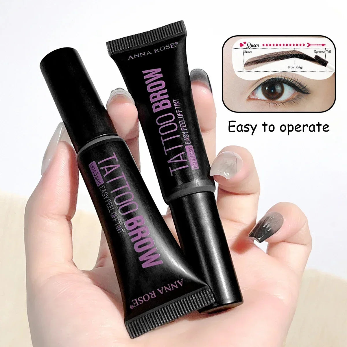 Gel de cejas LuxuryGlow resistente al agua, despegable y con plantillas: a prueba de manchas, duración de 3 días