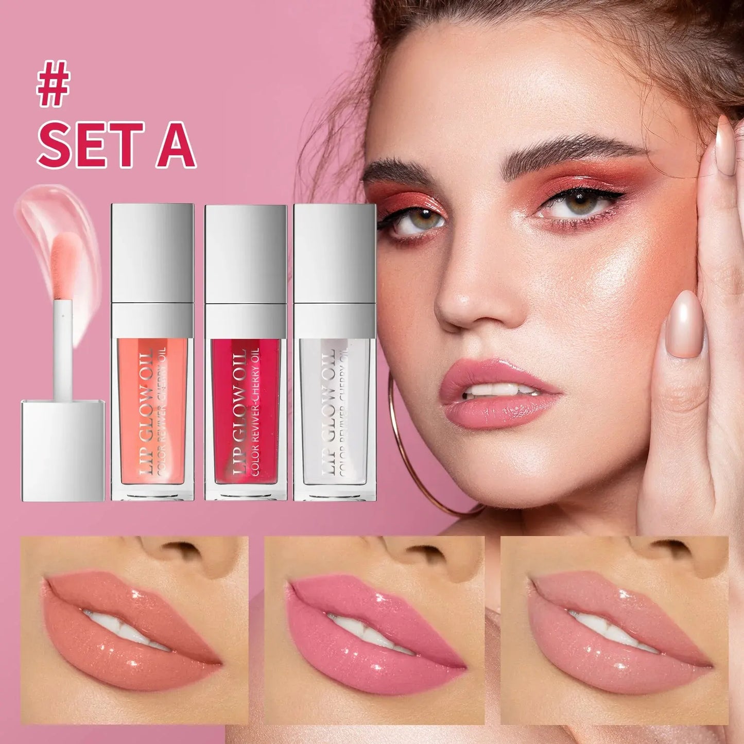 Hello Kiss Crystal Jelly Lip Oil Set – Tinted, Hydrating & Plumping Lip Gloss Combo