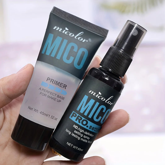 مجموعة برايمر المكياج ورذاذ التثبيت 2 في 1 من LuxuryGlow - لمسة نهائية خالية من العيوب والمسام