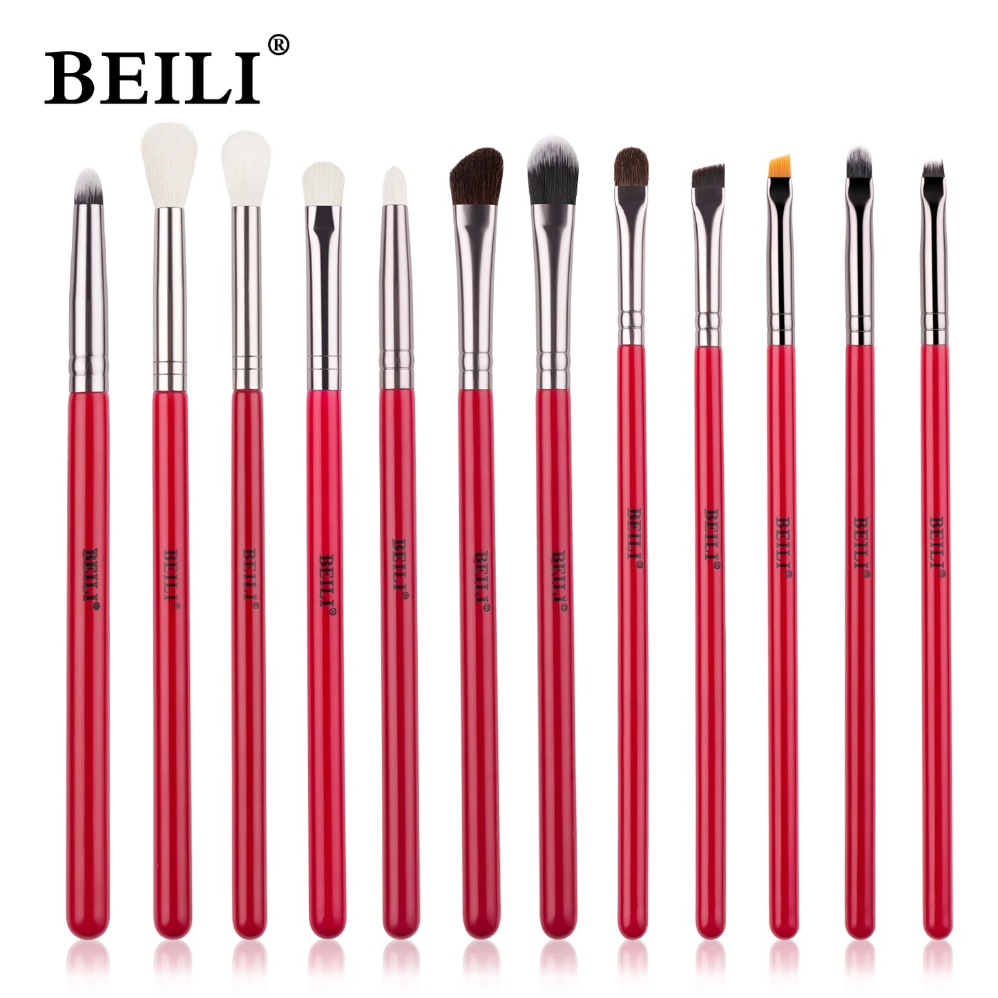 BEILI Red Eye Makeup Brush Set – 7/12/28/30 pcs Professional Natural Hair Kit