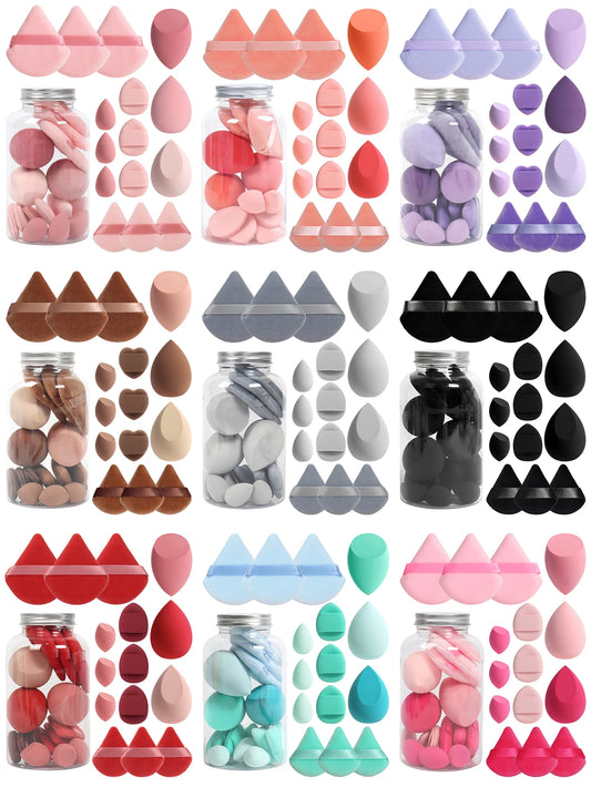 LuxuryGlow All-in-One Makeup Puff Set – 15 Pcs Assorted Beauty Blenders & Powder Puffs