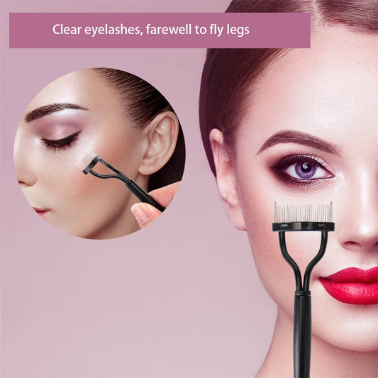 Ouriner 5 PCS Eyelash Curler & Grooming Tool Set – Dual-Color Handle, Stainless Steel