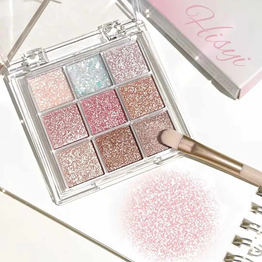 LuxuryGlow Pearlescent Glitter Eyeshadow & Highlighter Palette – Long-Lasting & Shimmer Finish